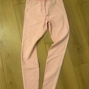 ALO Yoga Pink High-Waist Leggings with White Piping
